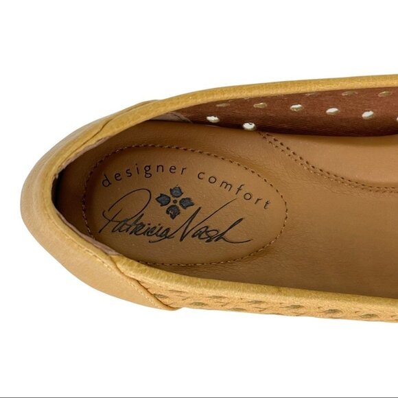 Patricia Nash Bettina Ochre Leather Perforated Bow Accent Womens Flats Size 6M - Picture 9 of 13